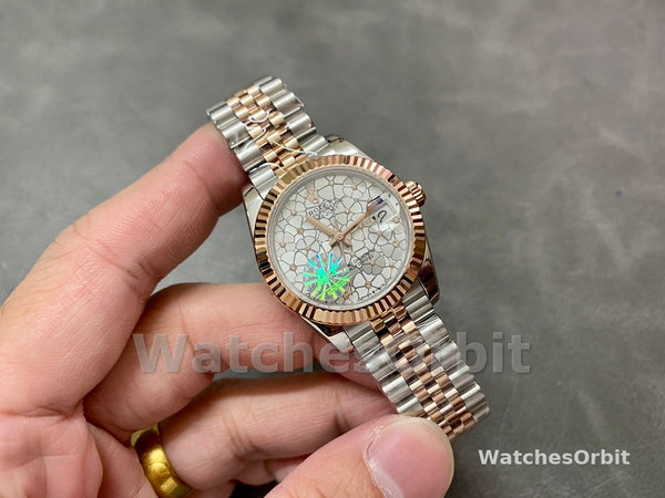 Rolex Datejust 31 Two Tone Silver Floral-Motif Diamond Bezel m278381rbr 0032 Women's Watch