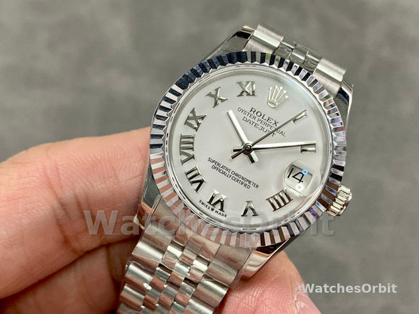 Rolex Datejust 31 White Roman Dial Fluted Bezel Jubilee 278274 0010 Ladies Watch