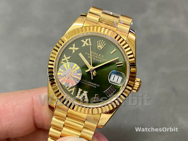 Rolex Datejust 31 Yellow Gold Green Dial m278278 0030 Women's Watch
