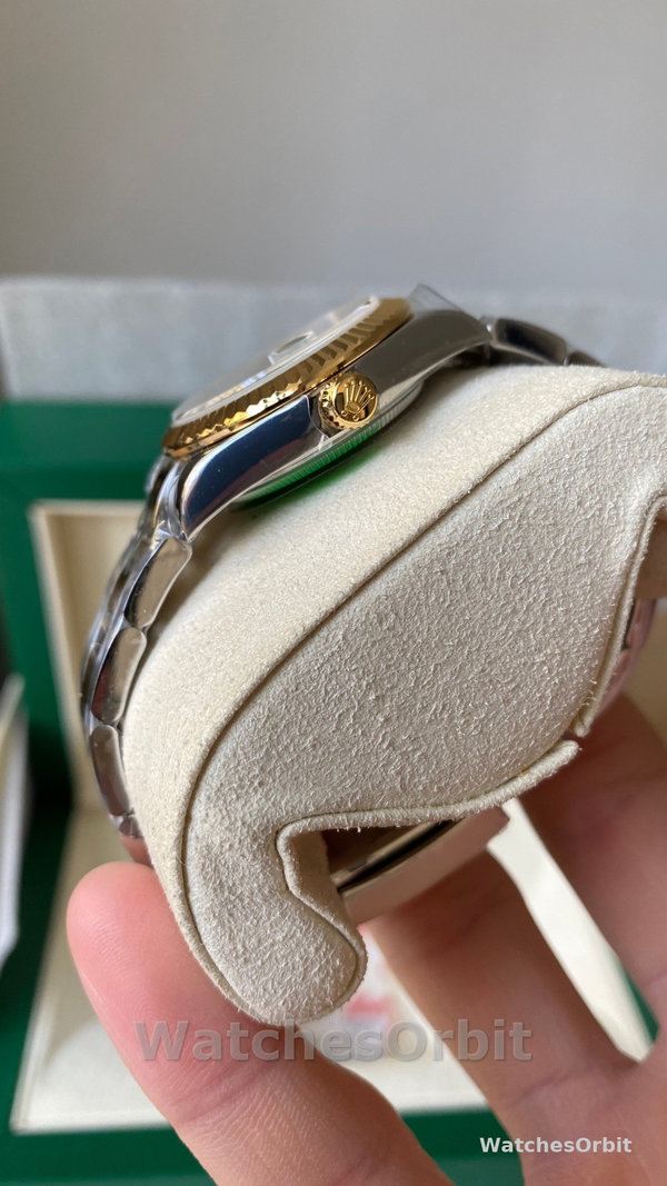 Rolex Datejust 31 Yellow Gold Olive Green Floral Motif Diamond Dial m278273 0031