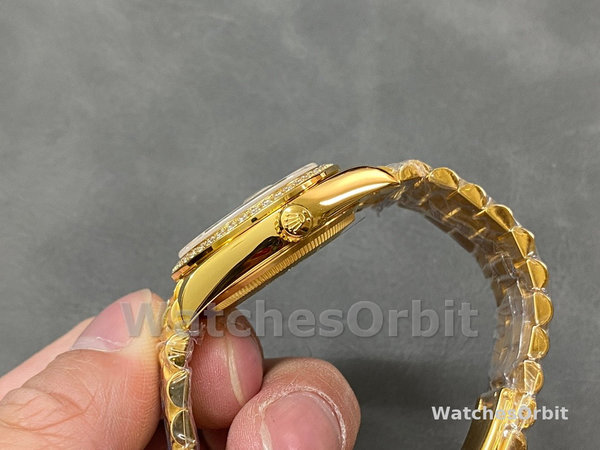Rolex Datejust 31 Yellow Gold Silver Diamond Dial Diamond Bezel M278288RBR 0028 Women's Watch