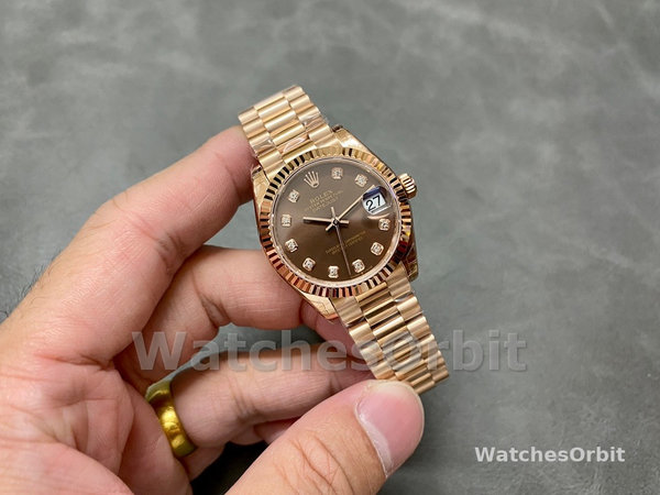 Rolex Datejust 31mm Chocolate Dial Diamond Markers m278275 0010 Women's Watch