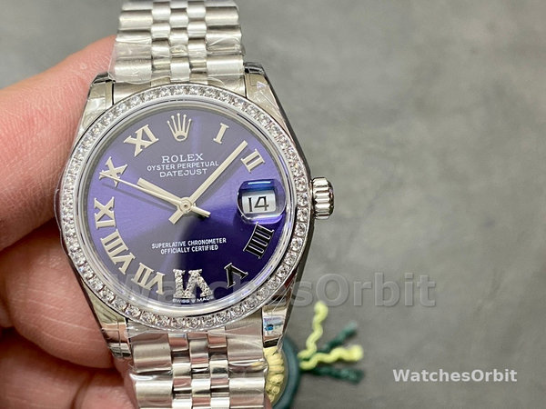 Rolex Datejust 31mm Stainless Steel 278384RBR 0030 Aubergine VI Jubilee Women's Watch