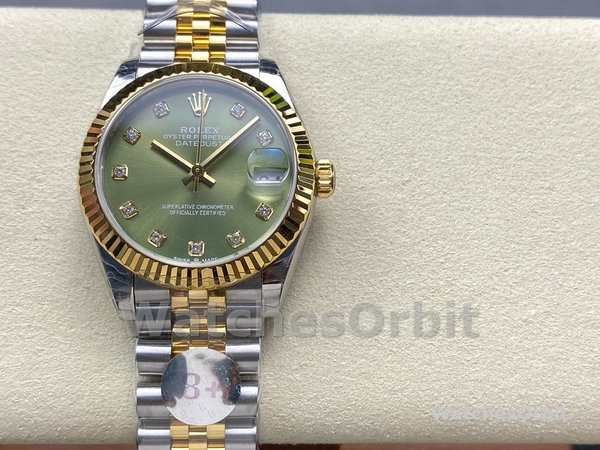 Rolex Datejust 31mm Stainless Steel and Yellow Gold 278273 0003 Green Jubilee