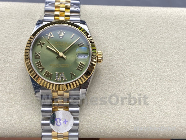 Rolex Datejust 31mm Stainless Steel and Yellow Gold 278273 0016 Green VI Roman Jubilee