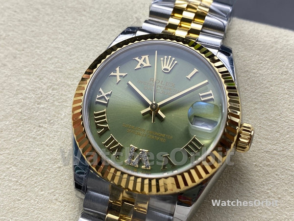 Rolex Datejust 31mm Stainless Steel and Yellow Gold 278273 0016 Green VI Roman Jubilee