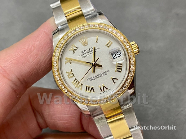 Rolex Datejust 31mm Stainless Steel and Yellow Gold 278383rbr 0001 White Roman Oyster