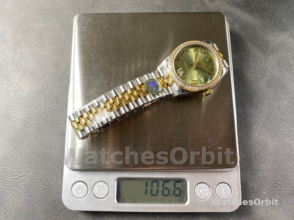 Rolex Datejust 31mm Stainless Steel and Yellow Gold 278383RBR 0016 Green VI Roman Jubilee