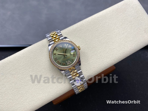 Rolex Datejust 31mm Stainless Steel and Yellow Gold 278383RBR 0016 Green VI Roman Jubilee