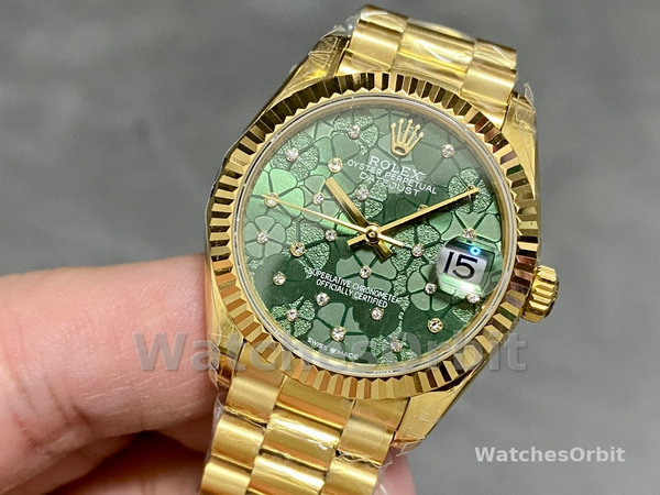 Rolex Datejust 31mm Yellow Gold 278278 Olive Green Floral President m278278 0046