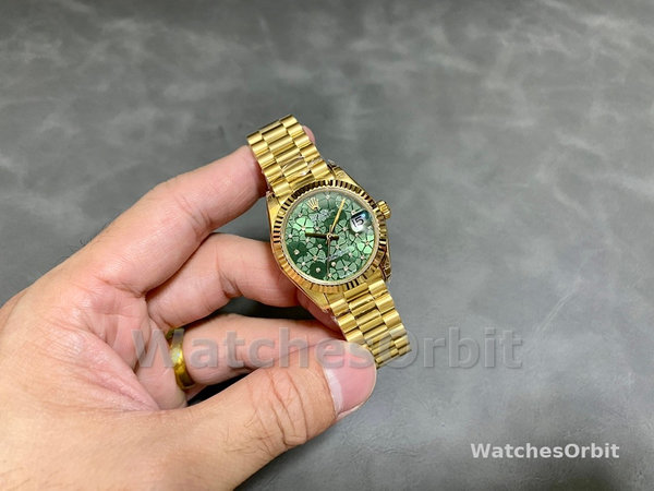Rolex Datejust 31mm Yellow Gold 278278 Olive Green Floral President m278278 0046