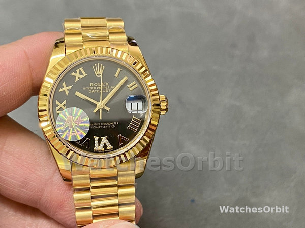 Rolex Datejust 31mm Yellow Gold M278278 0032 Dark Grey Roman VI President