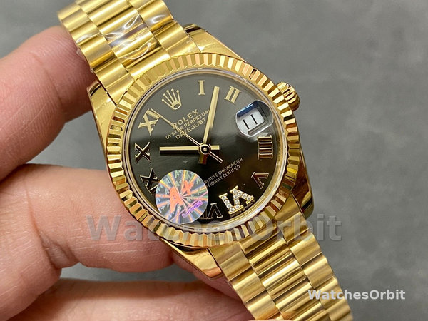 Rolex Datejust 31mm Yellow Gold M278278 0032 Dark Grey Roman VI President