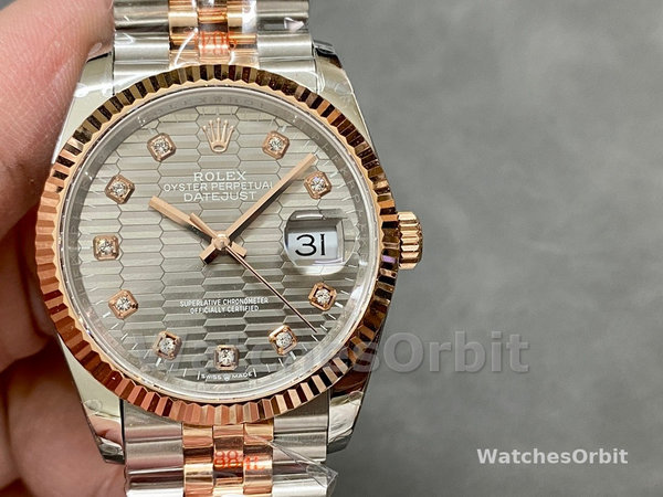 Rolex Datejust 36 18K Everose Gold Fluted Bezel 126231 0041 Unisex Watch