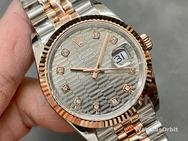 Rolex Datejust 36 18K Everose Gold Fluted Bezel 126231 0041 Unisex Watch