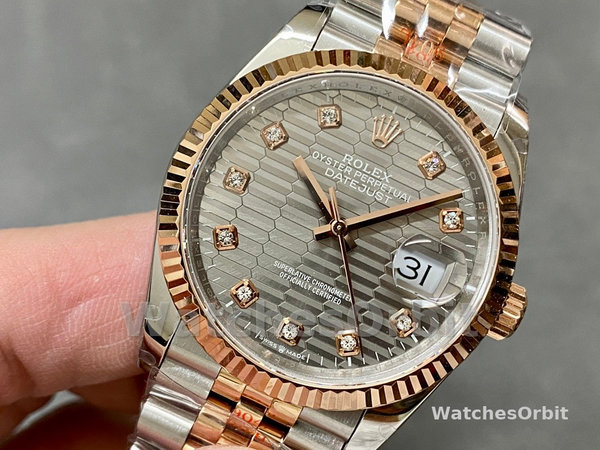 Rolex Datejust 36 18K Everose Gold Fluted Bezel 126231 0041 Unisex Watch
