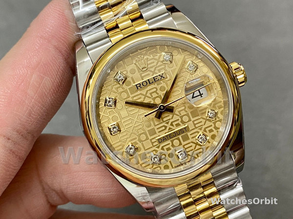 Rolex Datejust 36 Champagne Diamond 116203 0173 Women's Watch