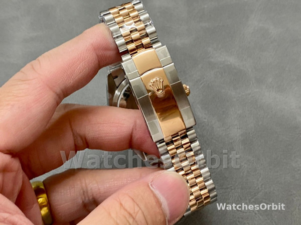 Rolex Datejust 36 Everose Gold Slate Diamond Pave Roman Dial m126231 0023 Women's Watch