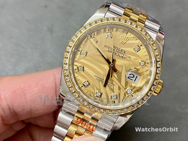 Rolex Datejust 36 Golden Palm Motif 126283RBR 0023 Dial Jubilee Bracelet Watch