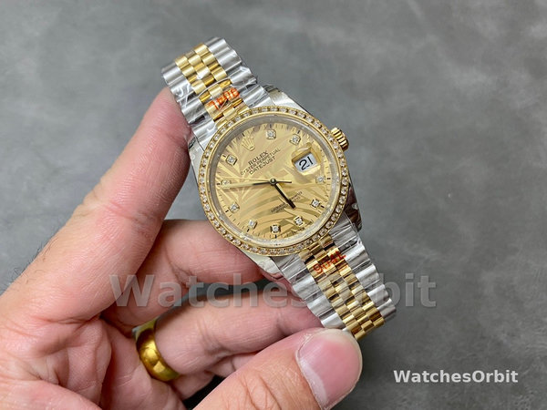 Rolex Datejust 36 Golden Palm Motif 126283RBR 0023 Dial Jubilee Bracelet Watch