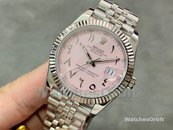 Rolex Datejust Middle Eastern Digital Pink Dial Fluted Bezel M126234
