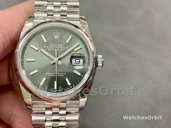 Rolex Datejust 36 Stainless Steel Mint Green Dial Jubilee M126200-0023
