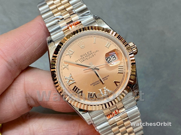 Rolex Datejust 36 Steel & Everose Gold Rose Diamond Pave Roman Dial m126231 0027