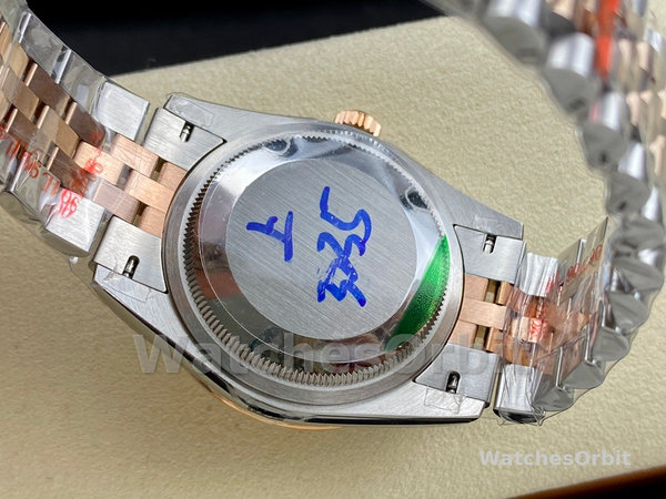 Rolex Datejust 36 Steel & Everose Gold Silver Fluted-Motif Dial Diamond Bezel M126281RBR 0021 Women's Watch