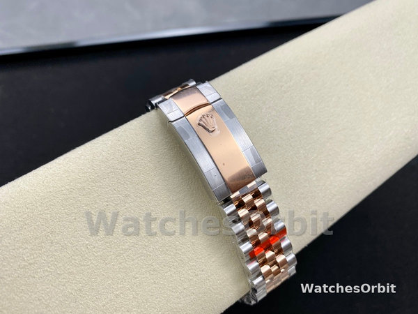 Rolex Datejust 36 Steel & Everose Gold Silver Fluted-Motif Dial Diamond Bezel M126281RBR 0021 Women's Watch