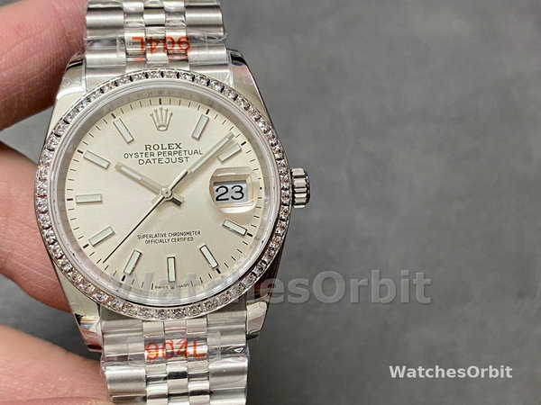 Rolex Datejust 36 White Gold & Diamonds Silver Dial M126284RBR 0005 Women's Watch