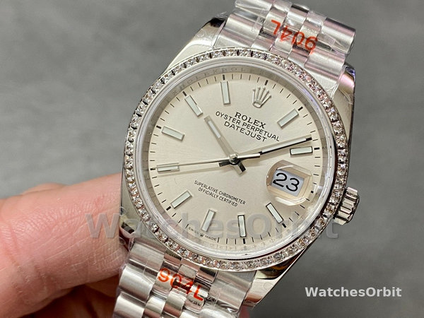 Rolex Datejust 36 White Gold & Diamonds Silver Dial M126284RBR 0005 Women's Watch