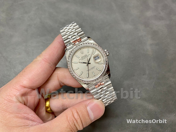 Rolex Datejust 36 White Gold & Diamonds Silver Dial M126284RBR 0005 Women's Watch