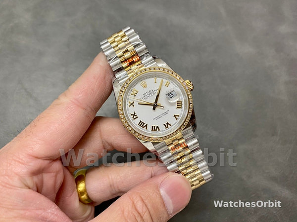 Rolex Datejust 36 Yellow Gold & Diamonds White Roman Dial M126283RBR 0015 Women's Watch
