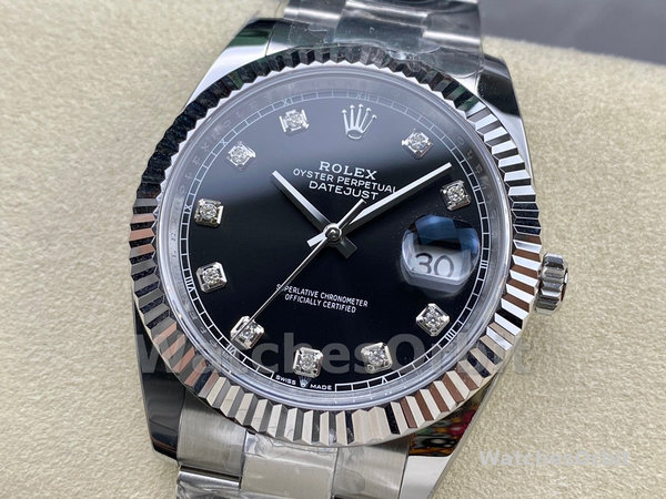 Rolex Datejust 41 Fluted Bezel Black Diamond Dial m126334 0011 Mens Replica Watch