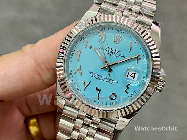 Rolex Datejust 41 Ice Blue Dial with Fluted Bezel 126334 Men's Watch