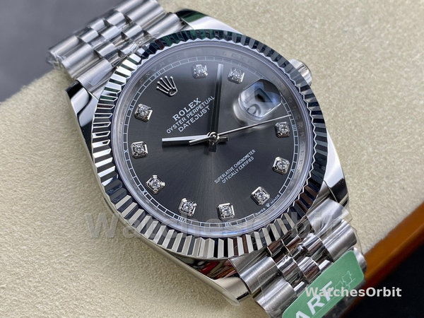 Rolex Datejust 41 Rhodium Diamond Dial Fluted Bezel m126334 0006 Men's Watch