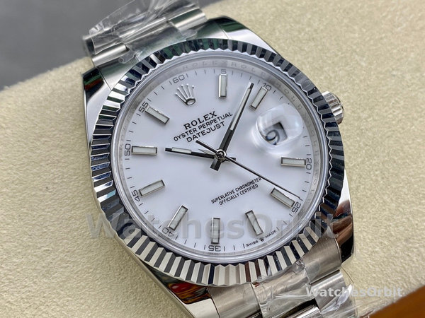 Rolex Datejust 41 Stainless Steel And White Gold White Dial M126334 0009 Men's Watch