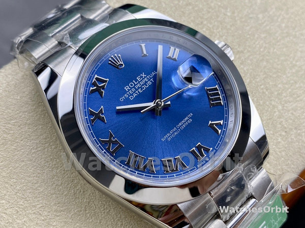 Rolex Datejust 41 Stainless Steel Azzuro Blue Roman Dial M126300 0017 Men's Watch