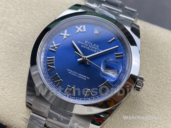 Rolex Datejust 41 Stainless Steel Azzuro Blue Roman Dial M126300 0017 Men's Watch
