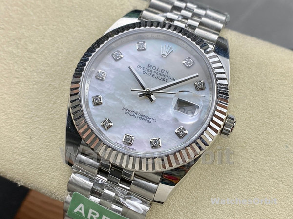 Rolex Datejust 41 Steel White Gold MOP Diamond Dial 126334 Men's Watch