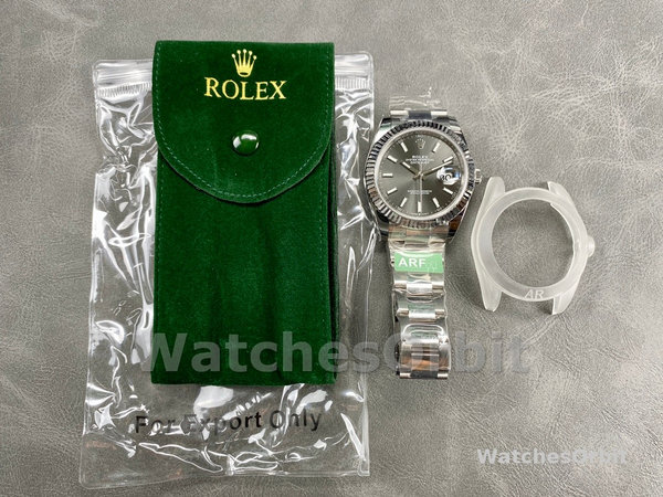 Rolex Datejust 41 White Gold Fluted Bezel Slate Dial Oyster M126334 0013 Men's Watch