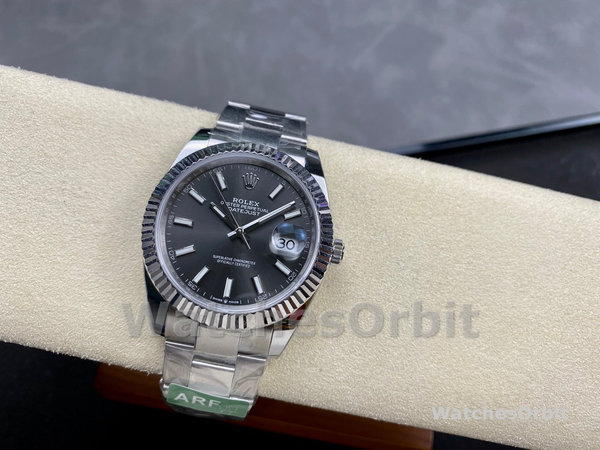 Rolex Datejust 41 White Gold Fluted Bezel Slate Dial Oyster M126334 0013 Men's Watch