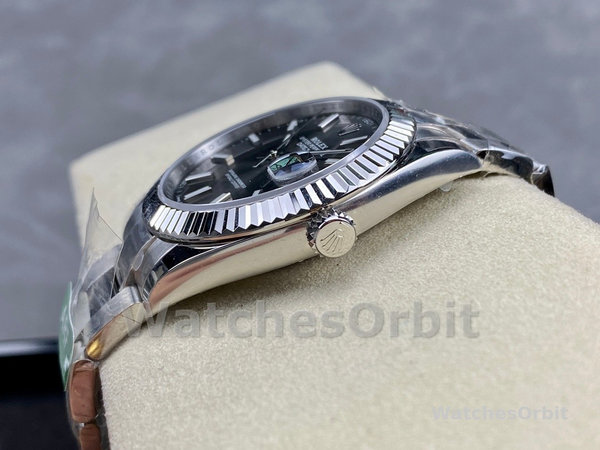 Rolex Datejust 41 White Gold Fluted Bezel Slate Dial Oyster M126334 0013 Men's Watch
