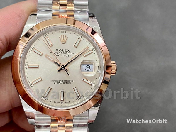 Rolex Datejust 41MM 126301 0010 Rose Gold Sundust Index Dial Mens Replica Watch