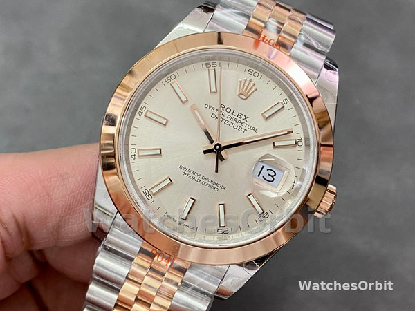 Rolex Datejust 41MM 126301 0010 Rose Gold Sundust Index Dial Mens Replica Watch
