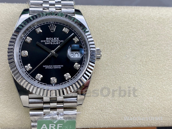 Rolex Datejust 41mm Black Diamond Dial White Rolesor Case m126334 0012 Men's Watch