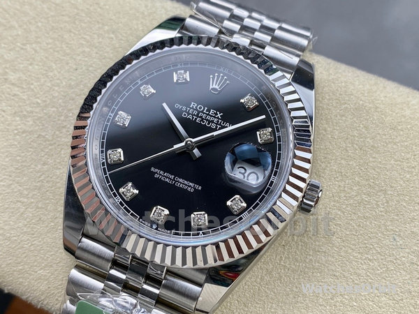 Rolex Datejust 41mm Black Diamond Dial White Rolesor Case m126334 0012 Men's Watch