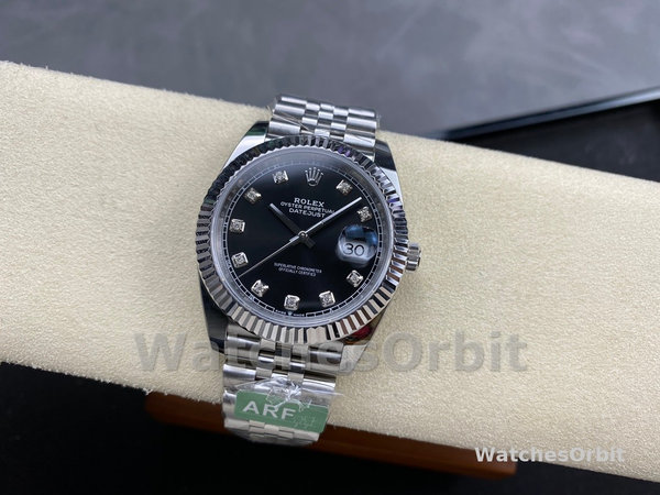 Rolex Datejust 41mm Black Diamond Dial White Rolesor Case m126334 0012 Men's Watch