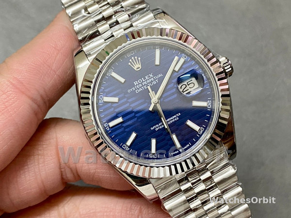 Rolex Datejust 41mm Pre owned Blue Motif Dial Jubilee Bracelet 126334