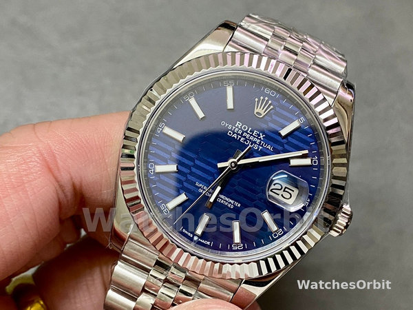 Rolex Datejust 41mm Pre owned Blue Motif Dial Jubilee Bracelet 126334